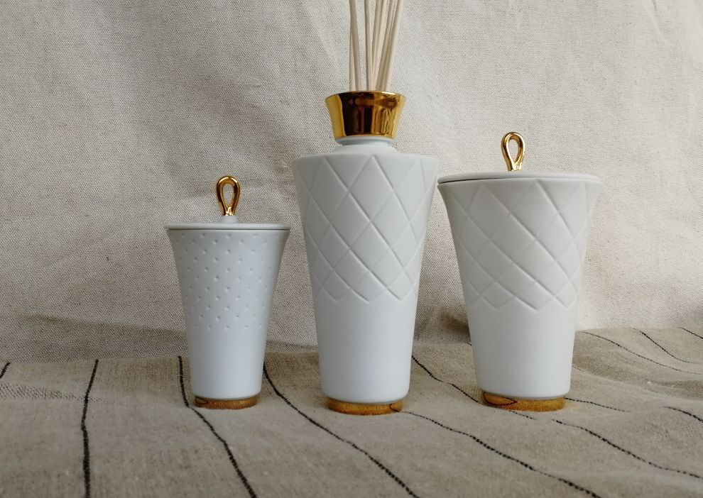 Pot à bougie et diffuseur en porcelaine Abriza | Artoria Limoges